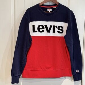 Levi's Colorblock Crewneck Sweatshirt XL Navy Red White Logo Pullover